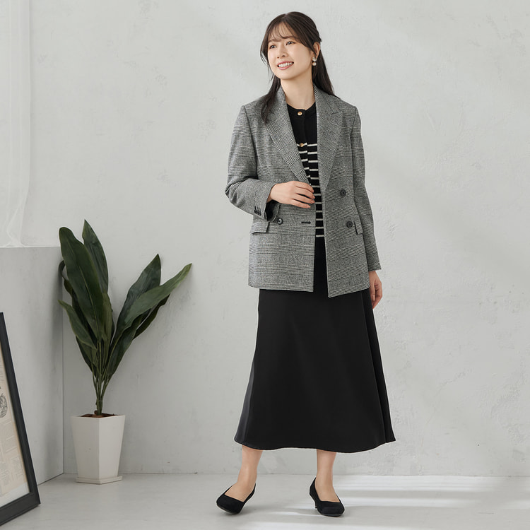 ≪Oggi12月号掲載≫ ジャコットダブルジャケット 白黒グレンチェック