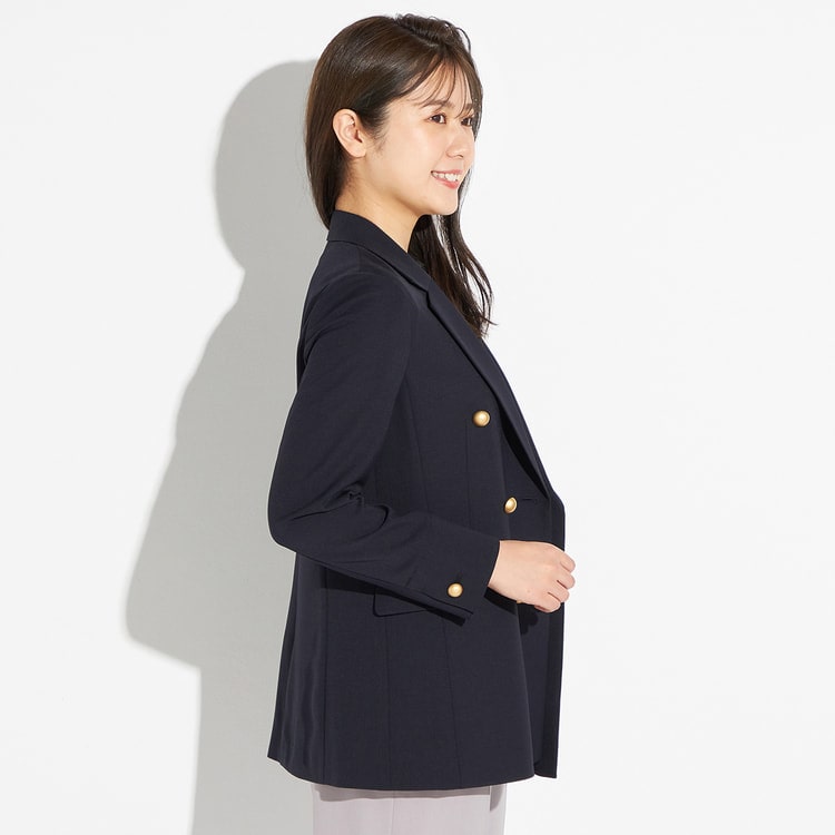 アウトレット】2wayストレッチ トロピカルダブルジャケット 紺