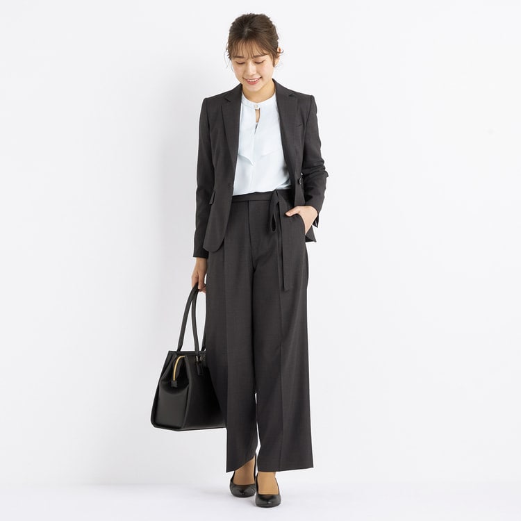 アウトレット】洗えるキレイスーツ グレーピンドット テーラード