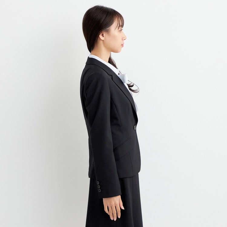 黒シャドーストライプ テーラードジャケット セットアップ着用可【AOKI