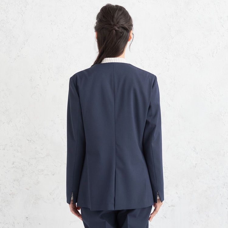 Oggiコラボ 2Wayストレッチツイル ノーカラージャケット 紺