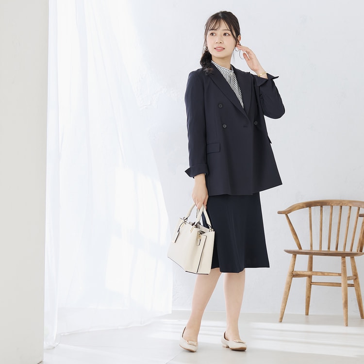 パウダリーストレッチ紺 ダブルジャケット セットアップ着用可【AOKI