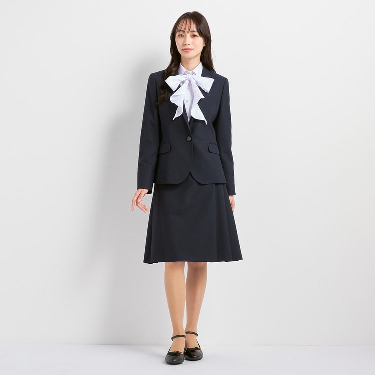 アウトレット】紺無地調 タックフレアスカート セットアップ着用可