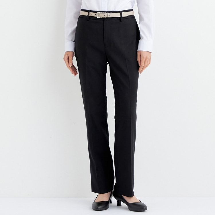 黒シャドーストライプ ストレートパンツ セットアップ着用可【AOKI公式