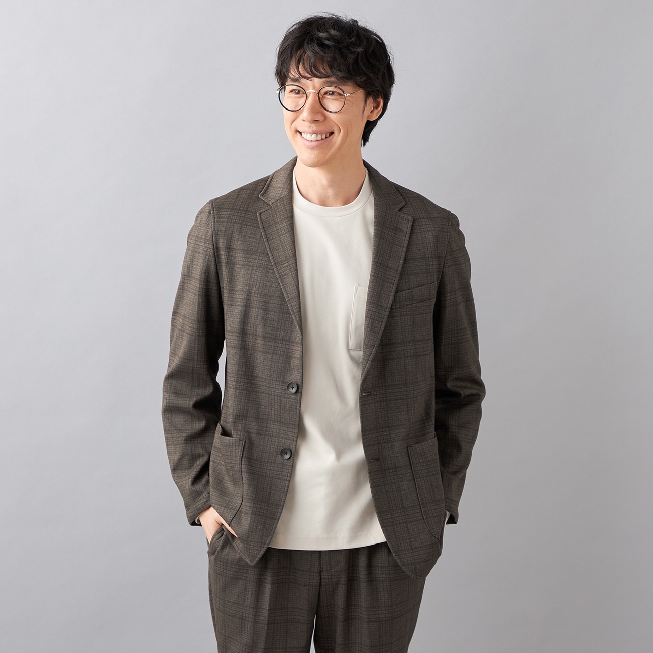 アウトレット】【パジャマスーツ】プリントジャージージャケット 茶