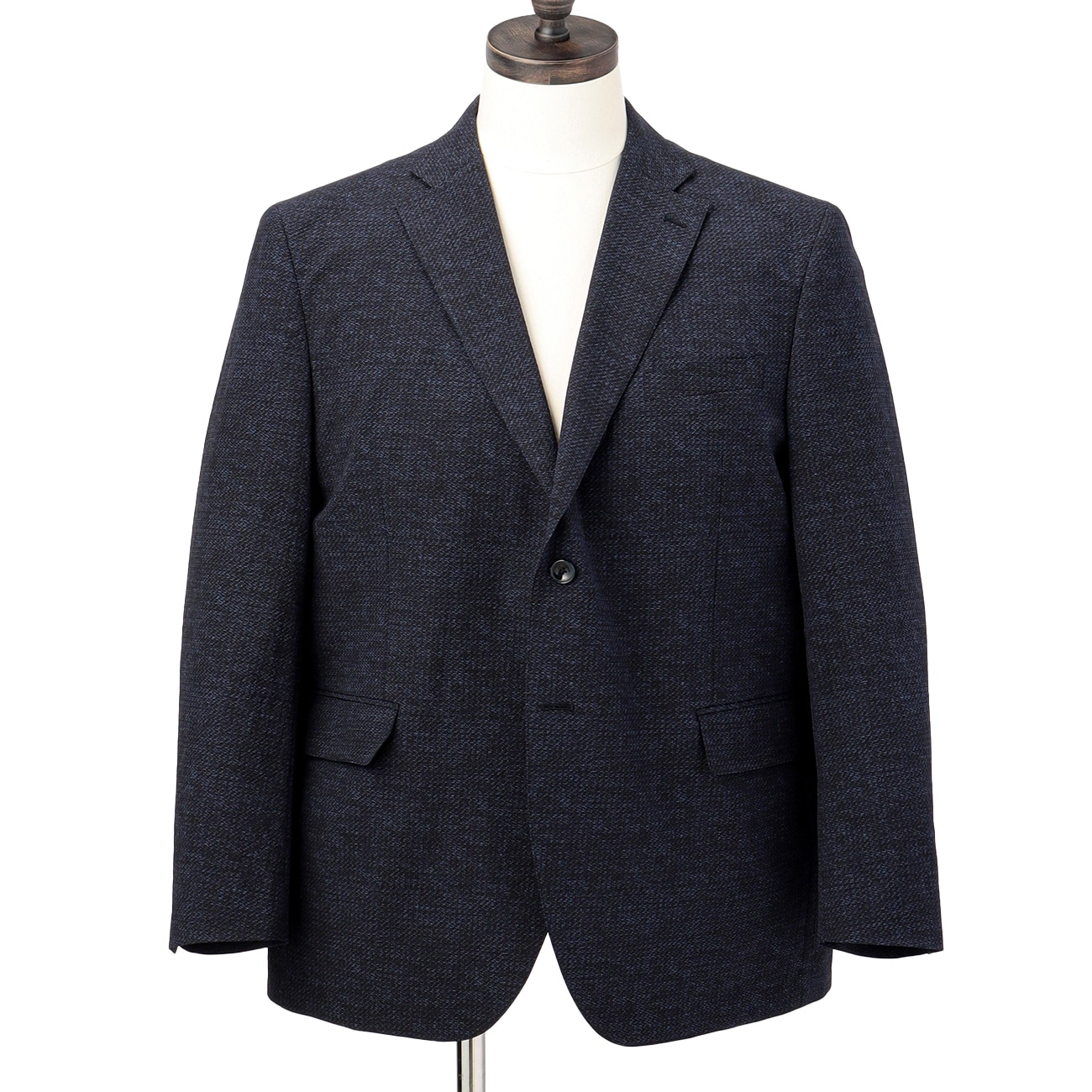 SizeMAX】ノンアイロン スーパーストレッチ シアサッカージャケット 紺