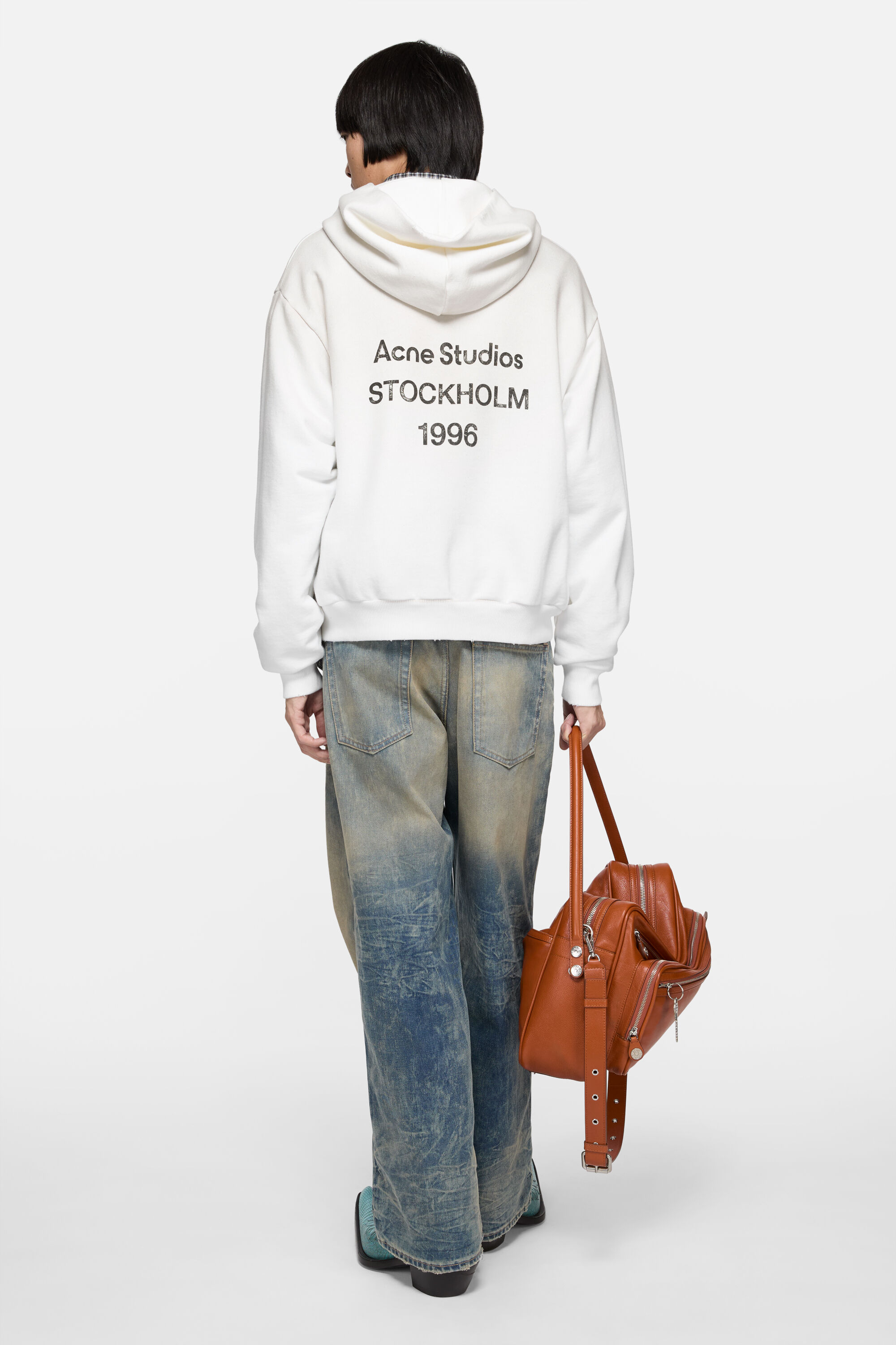Acne Studios - Fleece logo hoodie - Dusty white
