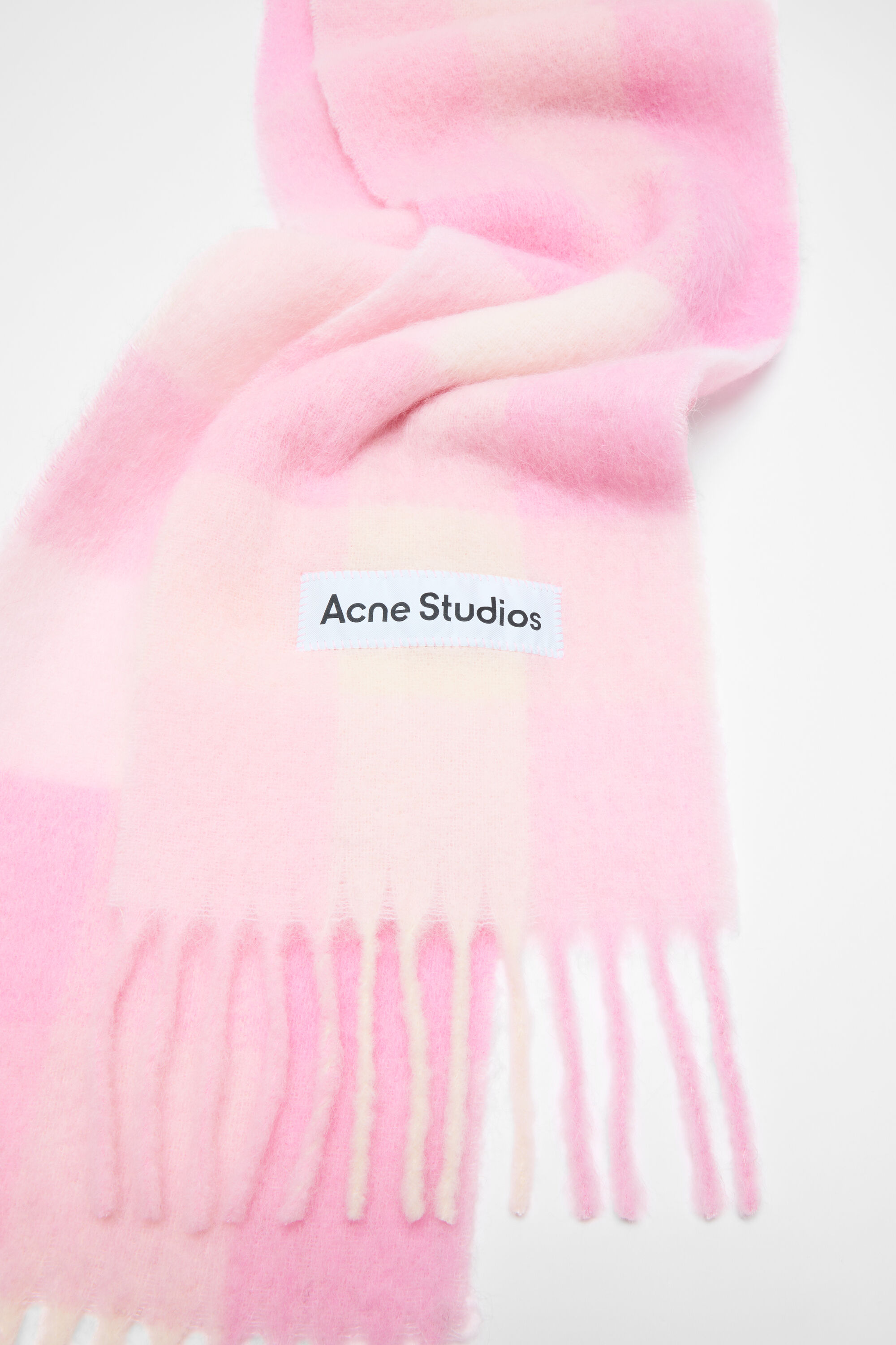 Acne Studios - Mohair checked scarf - Candy Pink/White/Pale Pink