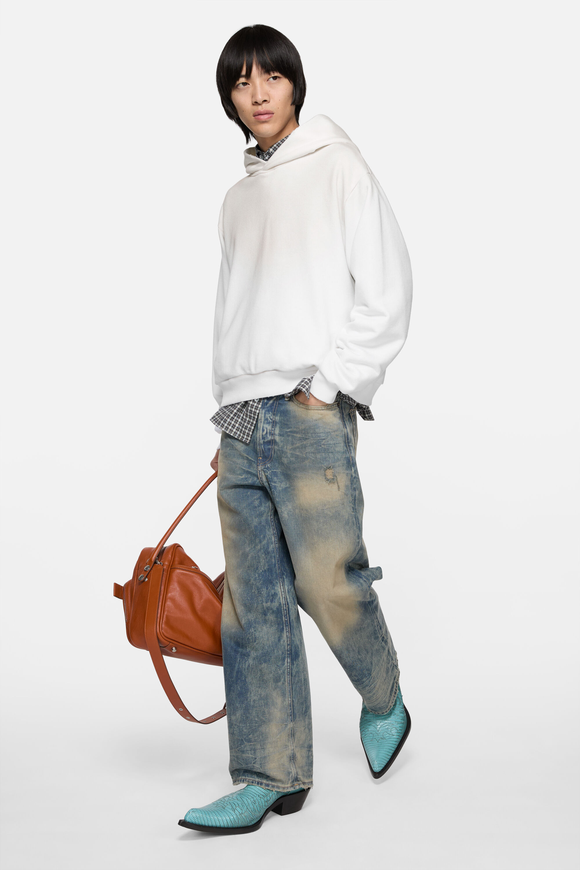 Acne Studios - Fleece logo hoodie - Dusty white