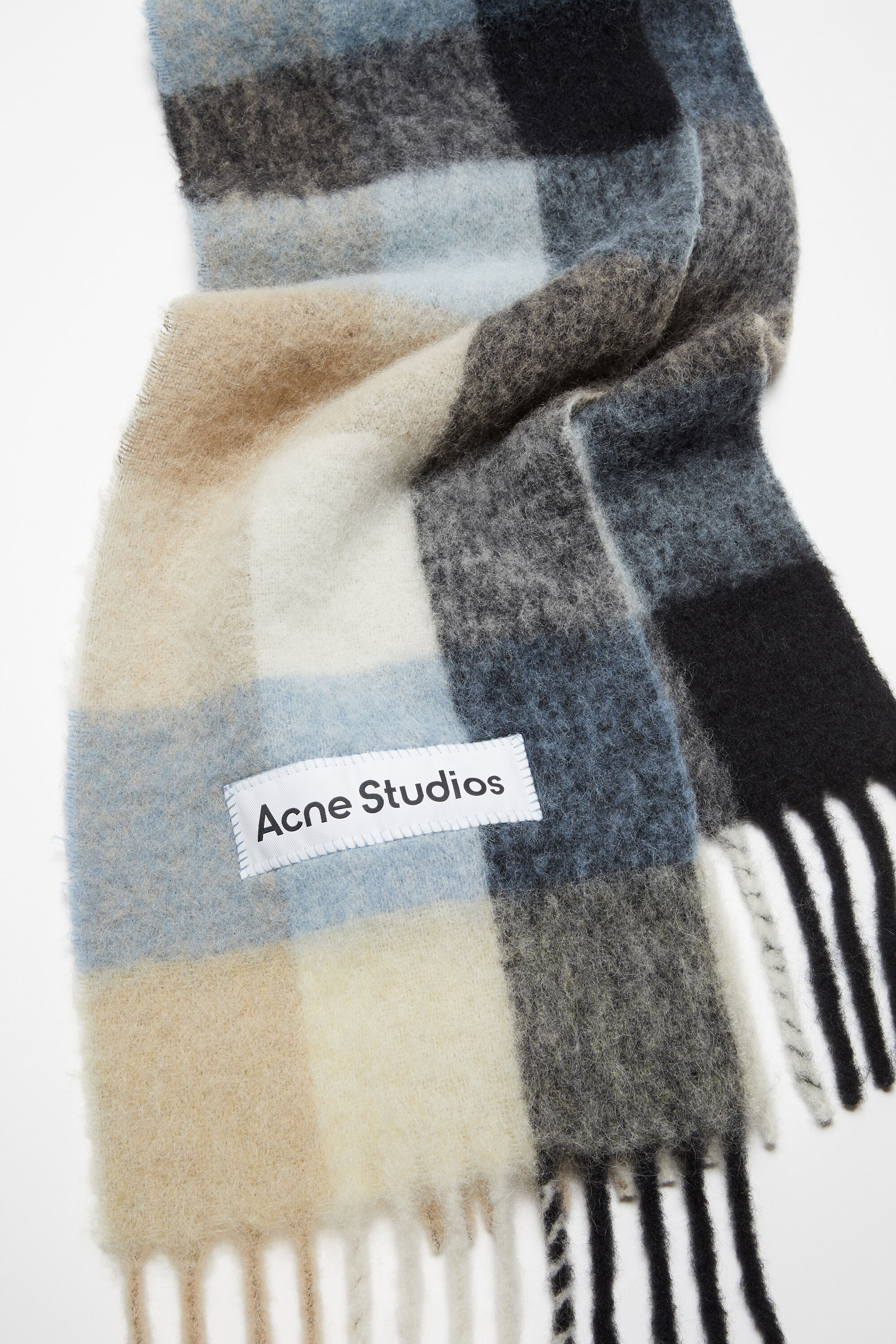 Acne Studios - モヘアチェックスカーフ - ブルー/ベージュ/ブラック