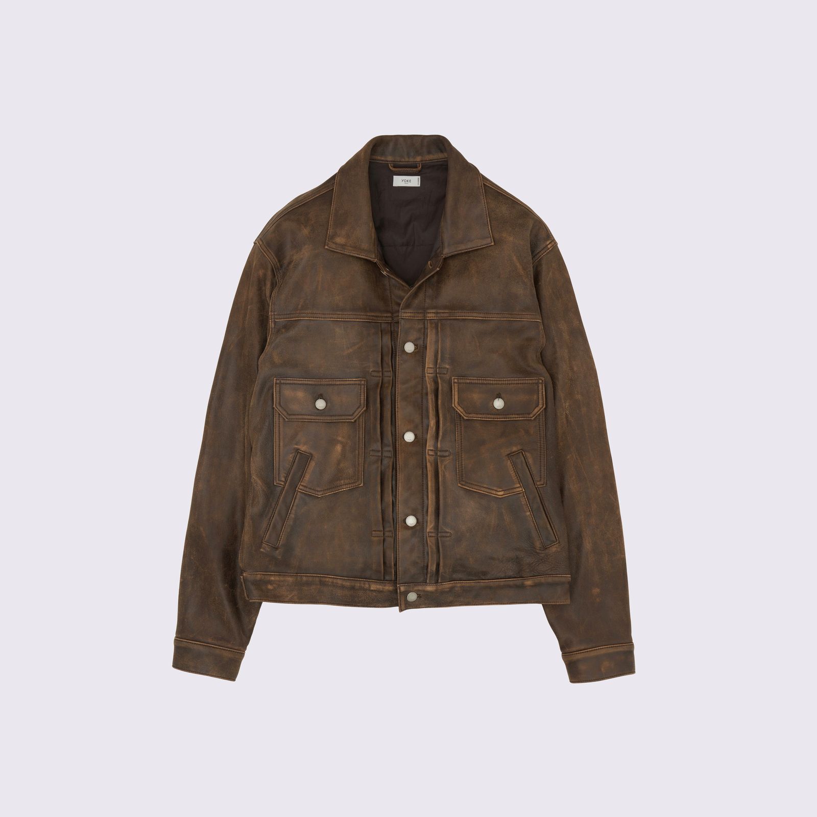 YOKE - 【残り一点】Cracked Leather Trucker Jacket | ACRMTSM ONLINE