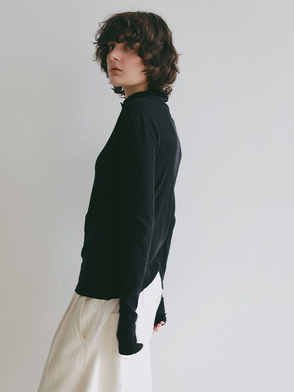 ETRE TOKYO - ガーゼフライスフロントオープンプルオーバー (BLACK