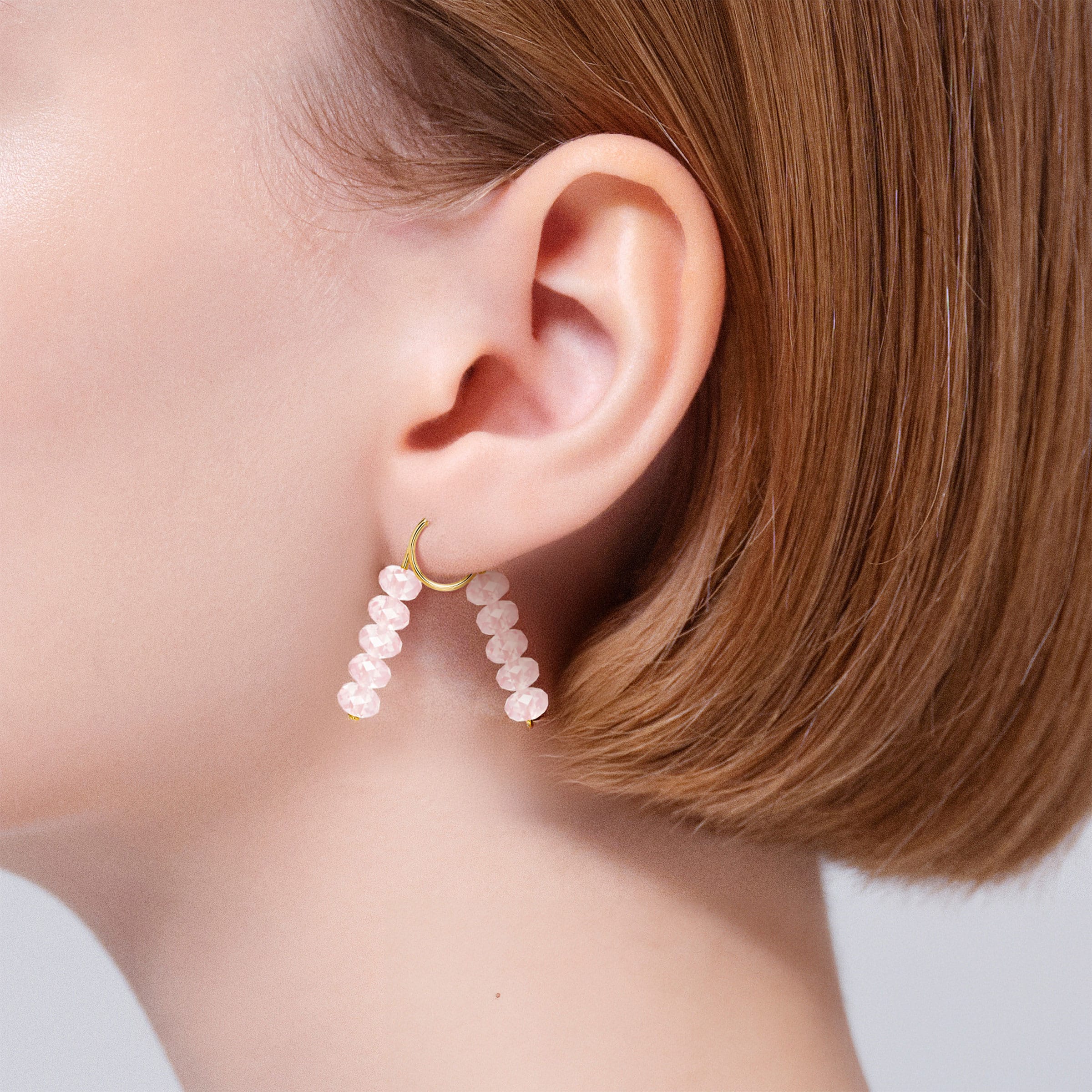アーカースプリングシークイン（ローズクォーツ） ピアス | AHKAH