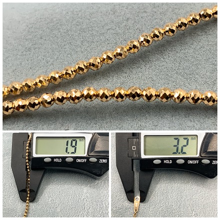 18金 2mm シャンデリア カットボール ネックレス 60cm / K18
