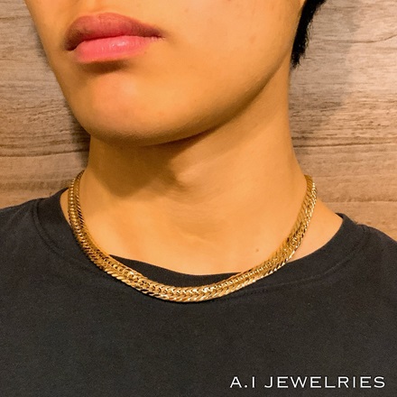 取り寄せ】18金 12面カット トリプル ネックレス 90g 45cm / K18 12cut