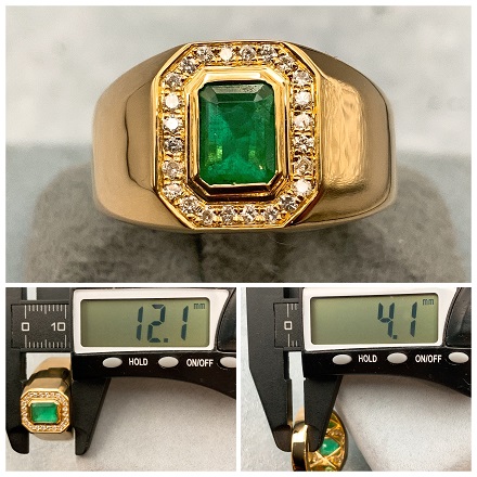 18金 エメラルド ダイヤモンド メンズ リング / K18 emerald diamond