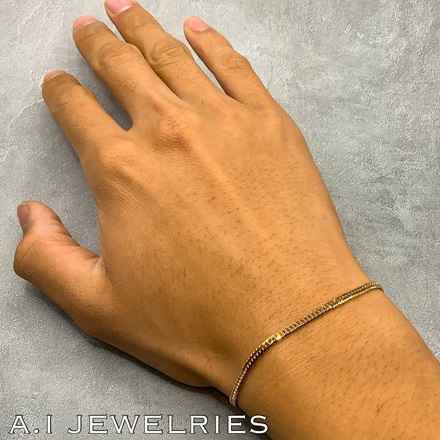 K18 6面ダブル 5g 18cm メンズ レディース 兼用 喜平 ブレスレット