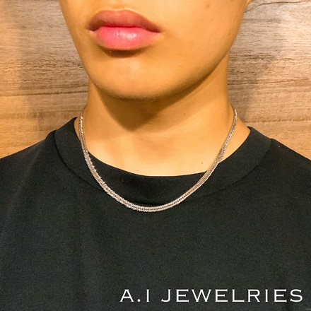 プラチナ850 12面カット トリプル ネックレス 27g 45cm / Pt850 12cut