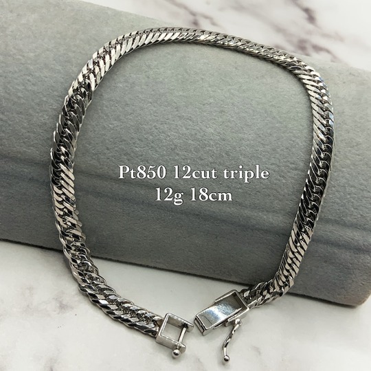 喜平 プラチナ12面トリプル PT850 ブレスレット11g moko 喜平