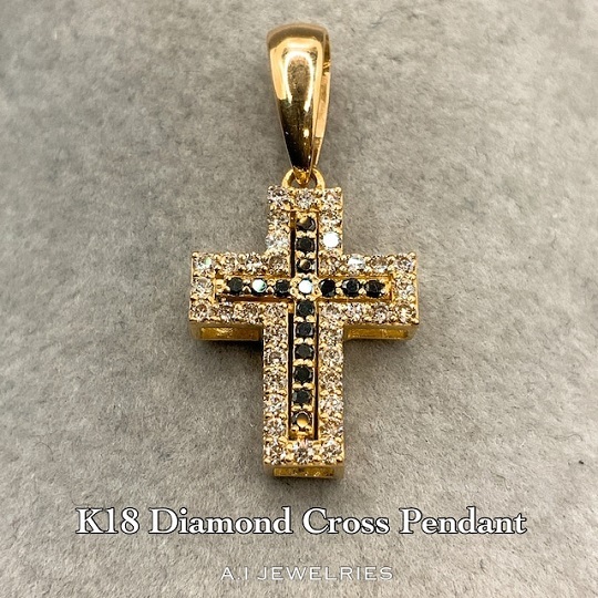 K18 18金 ダイヤモンド クロス ペンダント/ k18 cross pendant