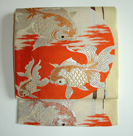 金魚柄紗開き名古屋帯