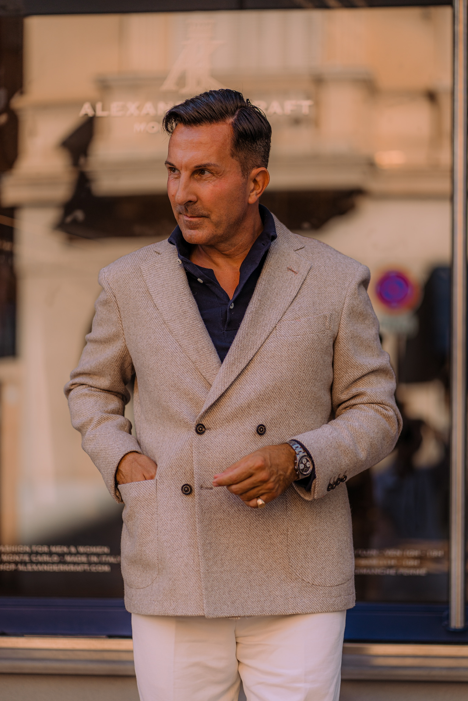 AK MC beige alpaca/lambswool double-breasted DWJ - Alexander Kraft