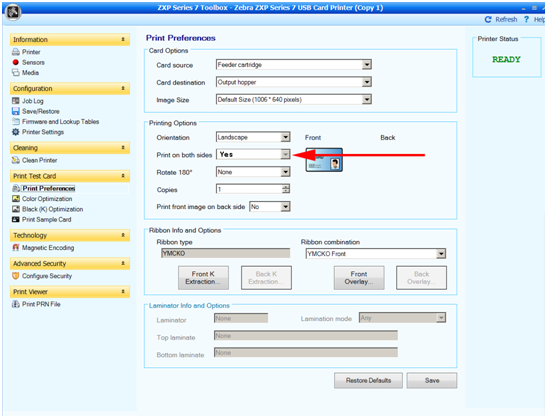 How to enabling dual-sided printing on a Zebra ZXP Series 7