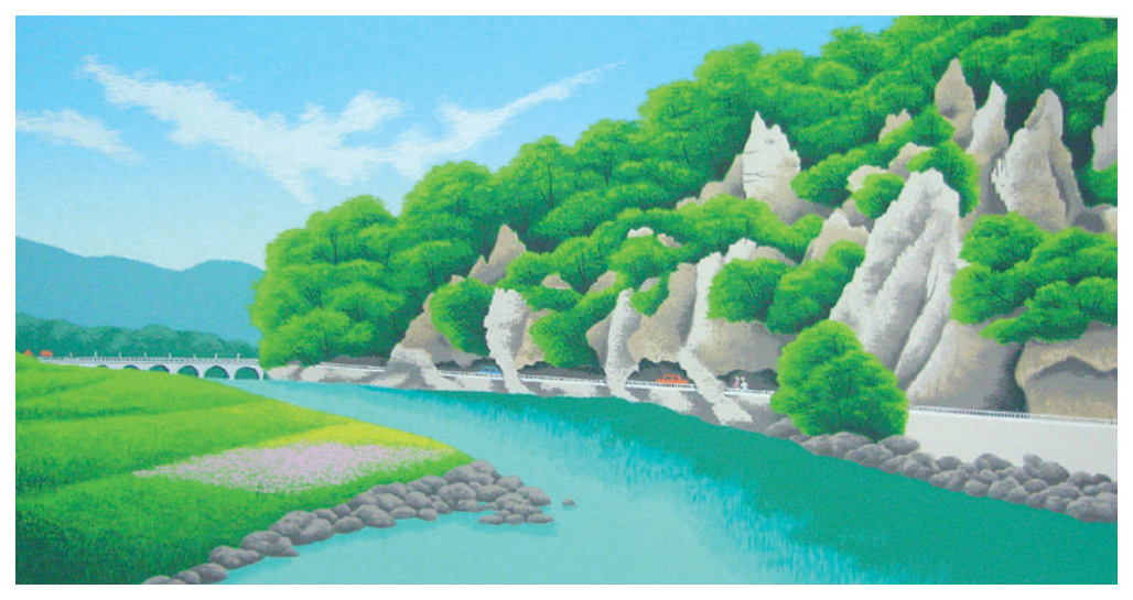 国武久巳 絵画(版画/シルクスクリーン) 青の洞門 3637|アート