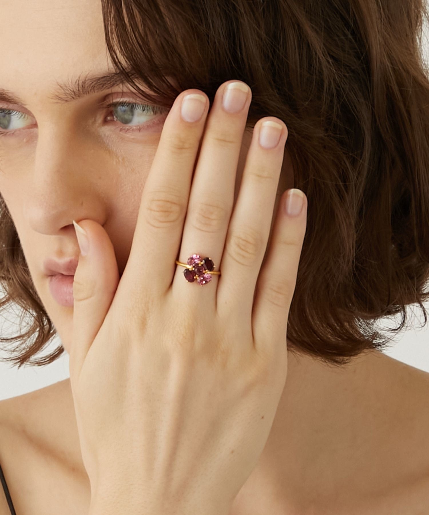 eden] pink tourmaline rhodolite garnet poppy ring｜ARTIDA OUD