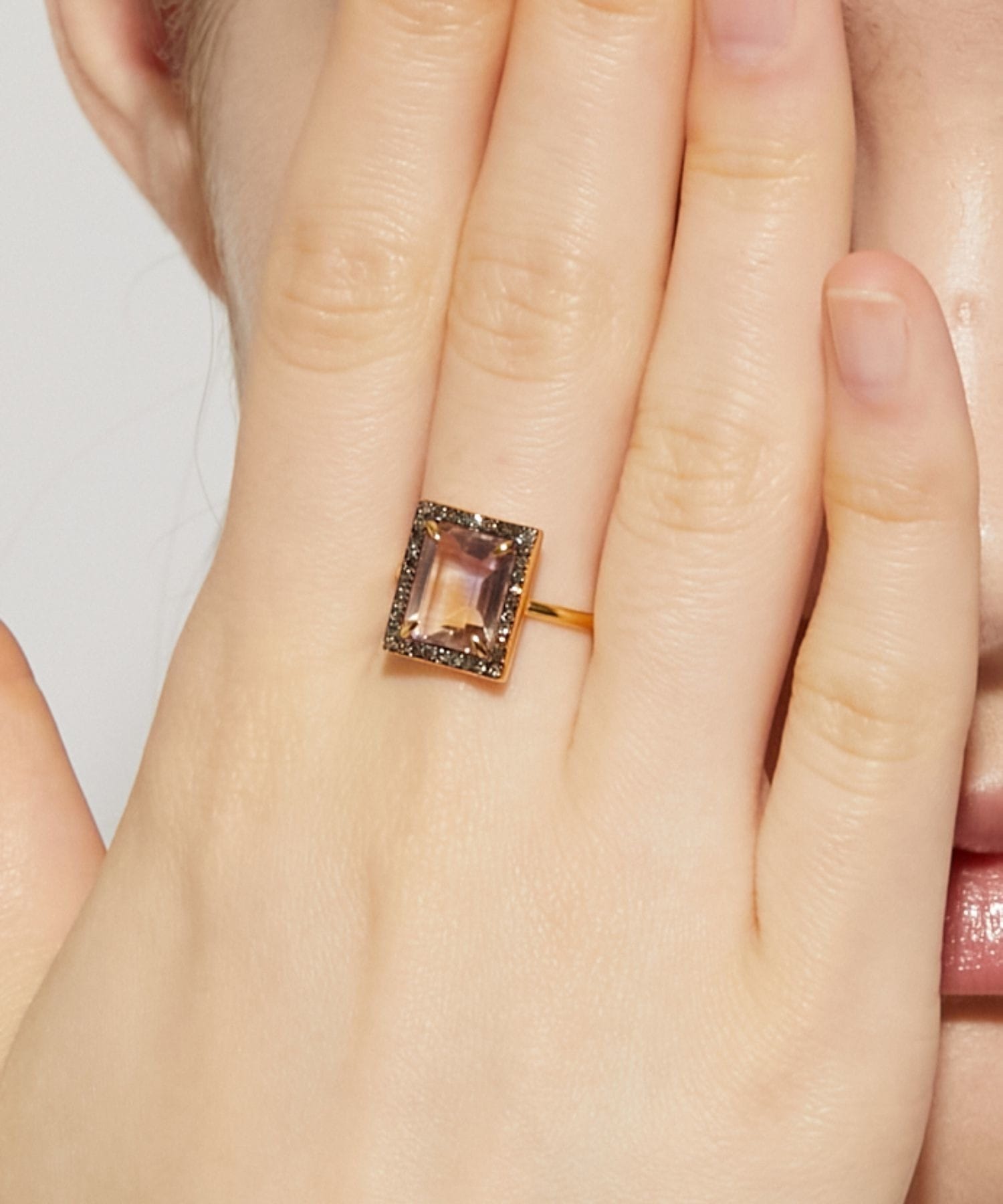 elafonisi] rectangle ametrine pave diamonds ring｜ARTIDA OUD（アル