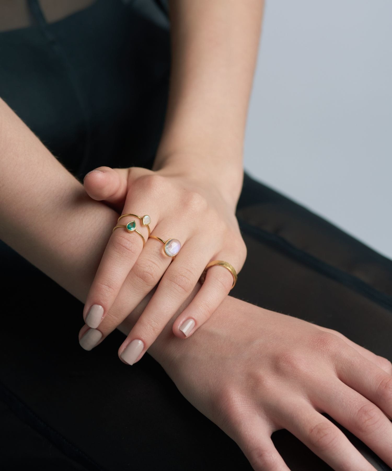 eden] K10 cabochon rainbow moon stone ring｜ARTIDA OUD（アル