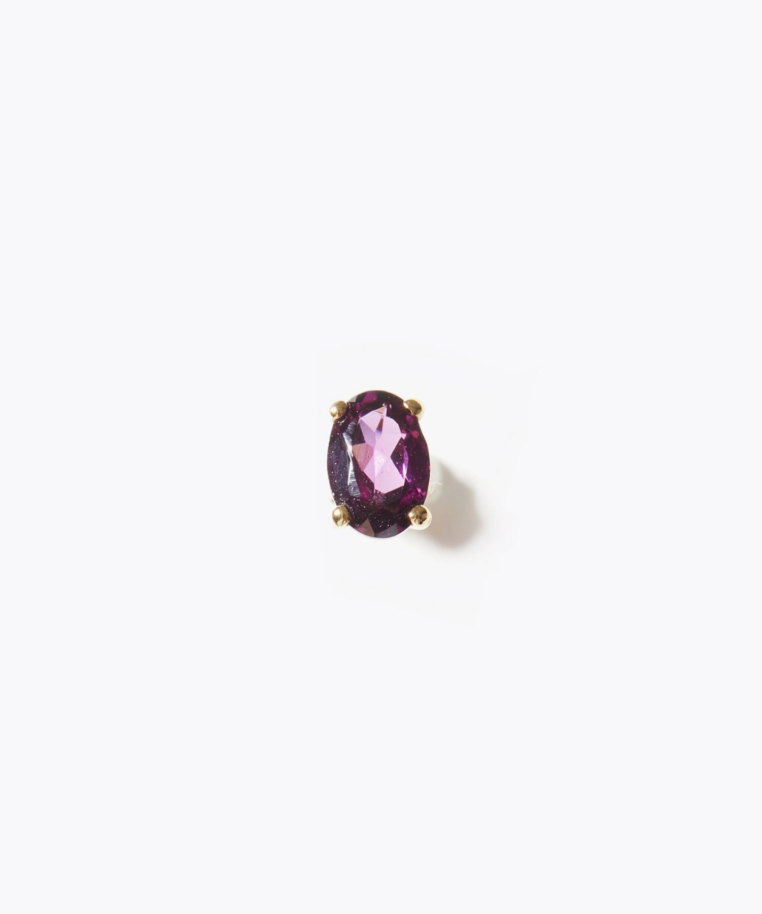 eden] K10 oval rhodolite garnet stud single pierced earring