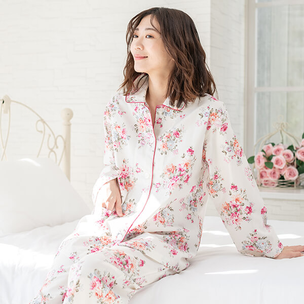 mila schon】ミラ・ショーン サテン 花柄プリントレディース パジャマ