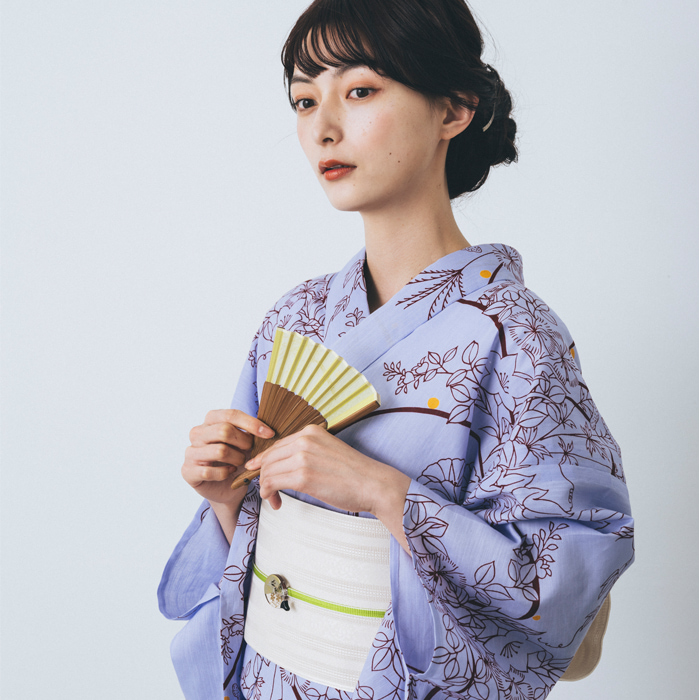 kifkif×古今 浴衣 蟷螂 カマキリ （藤色） 仕立て上がり 日本製