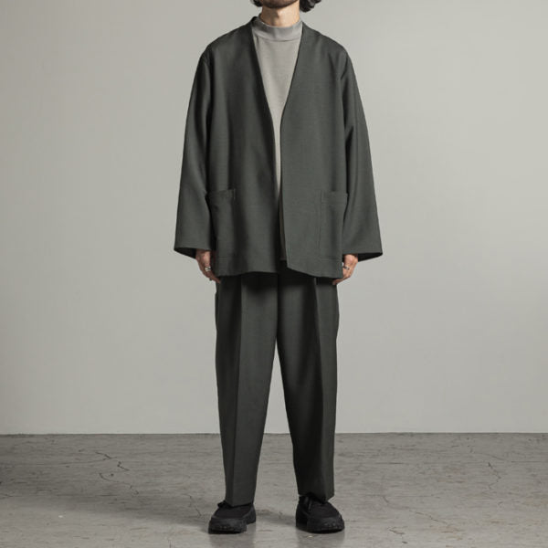 LAPELLESS SHIRT JACKET WOOL MOHAIR TROPICAL - marka 「Area」