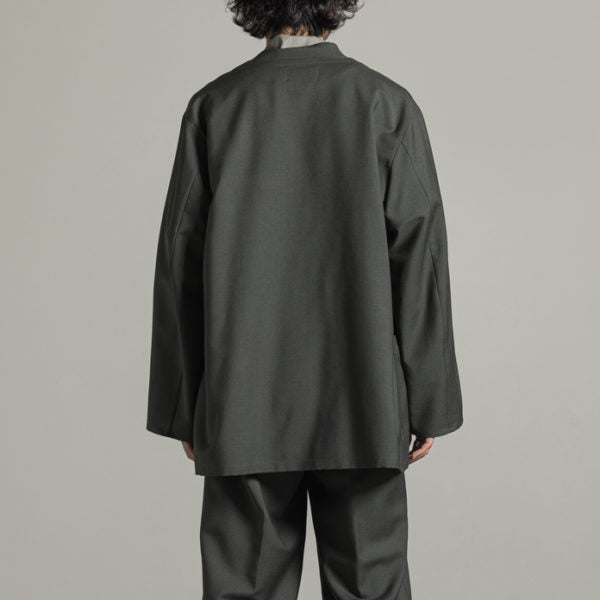 LAPELLESS SHIRT JACKET WOOL MOHAIR TROPICAL - marka 「Area」