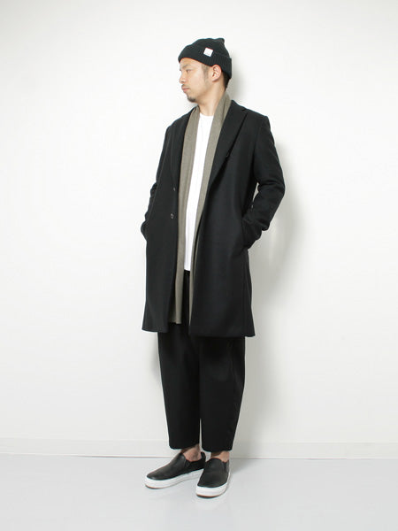 カシミヤ混平二重メルトン フード付チェスターコート - KAZUYUKI