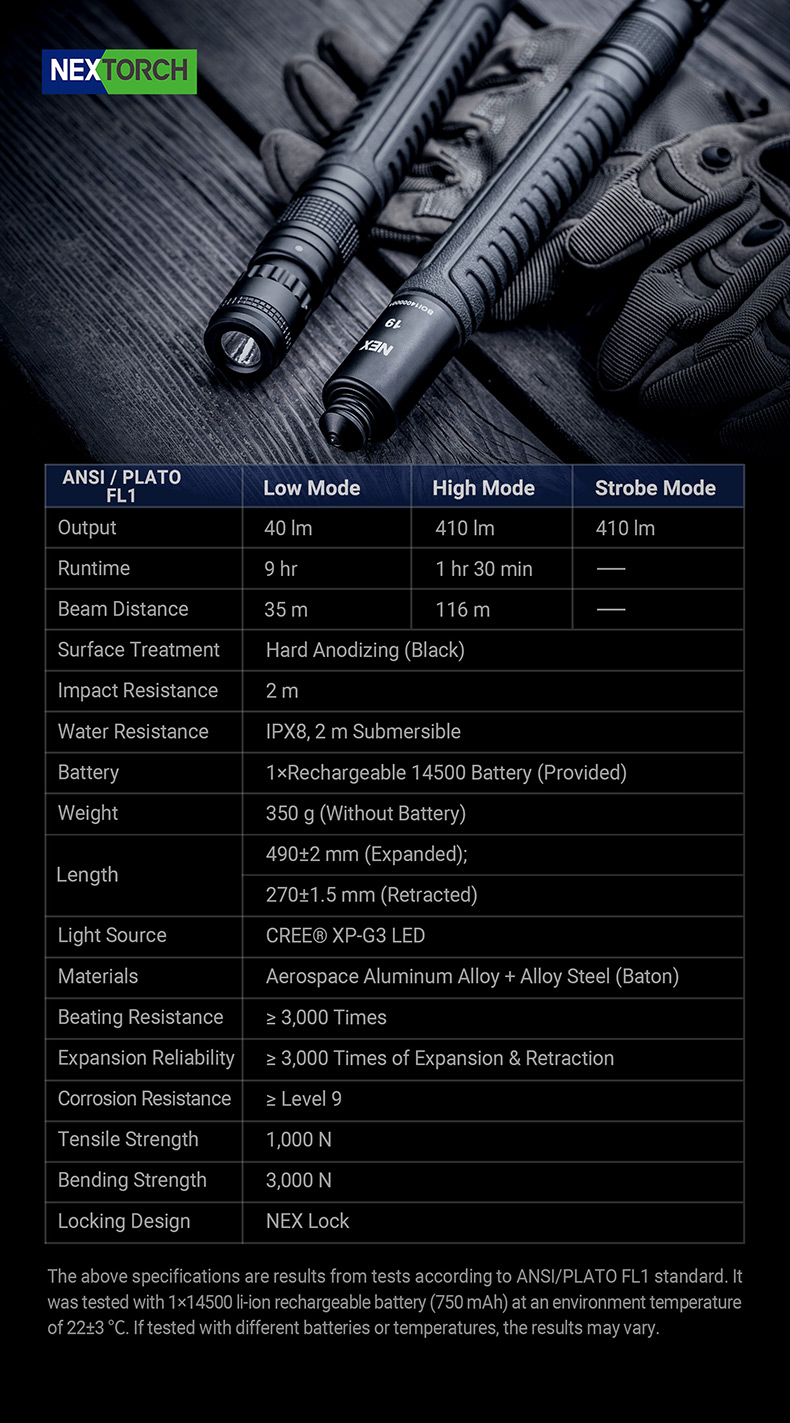 NEX N19L Flash Light Duty Baton フラッシュライト デューティーバトン