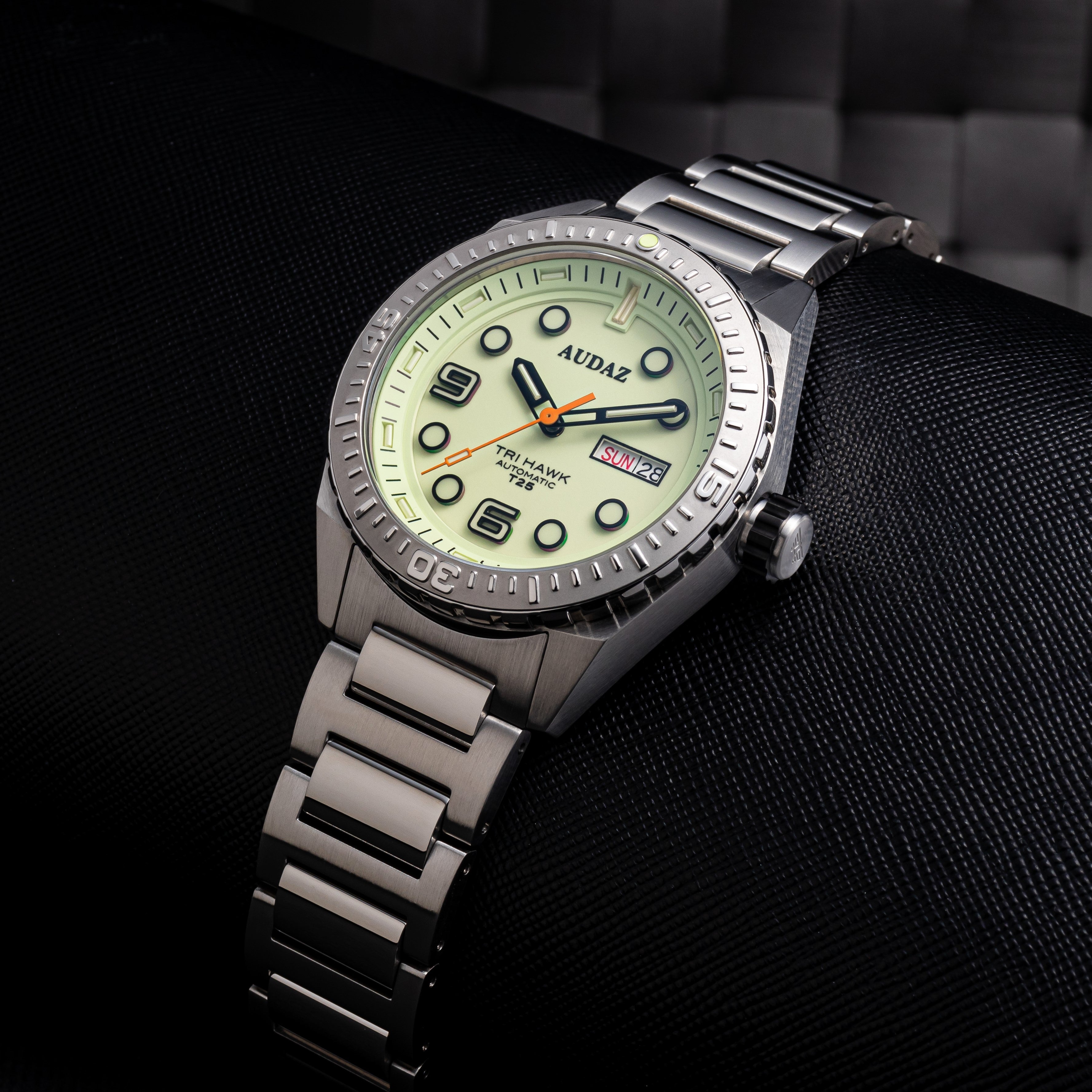 Tri-Hawk Dive Watches I Lume Dials with Tritium Tubes I Automatic