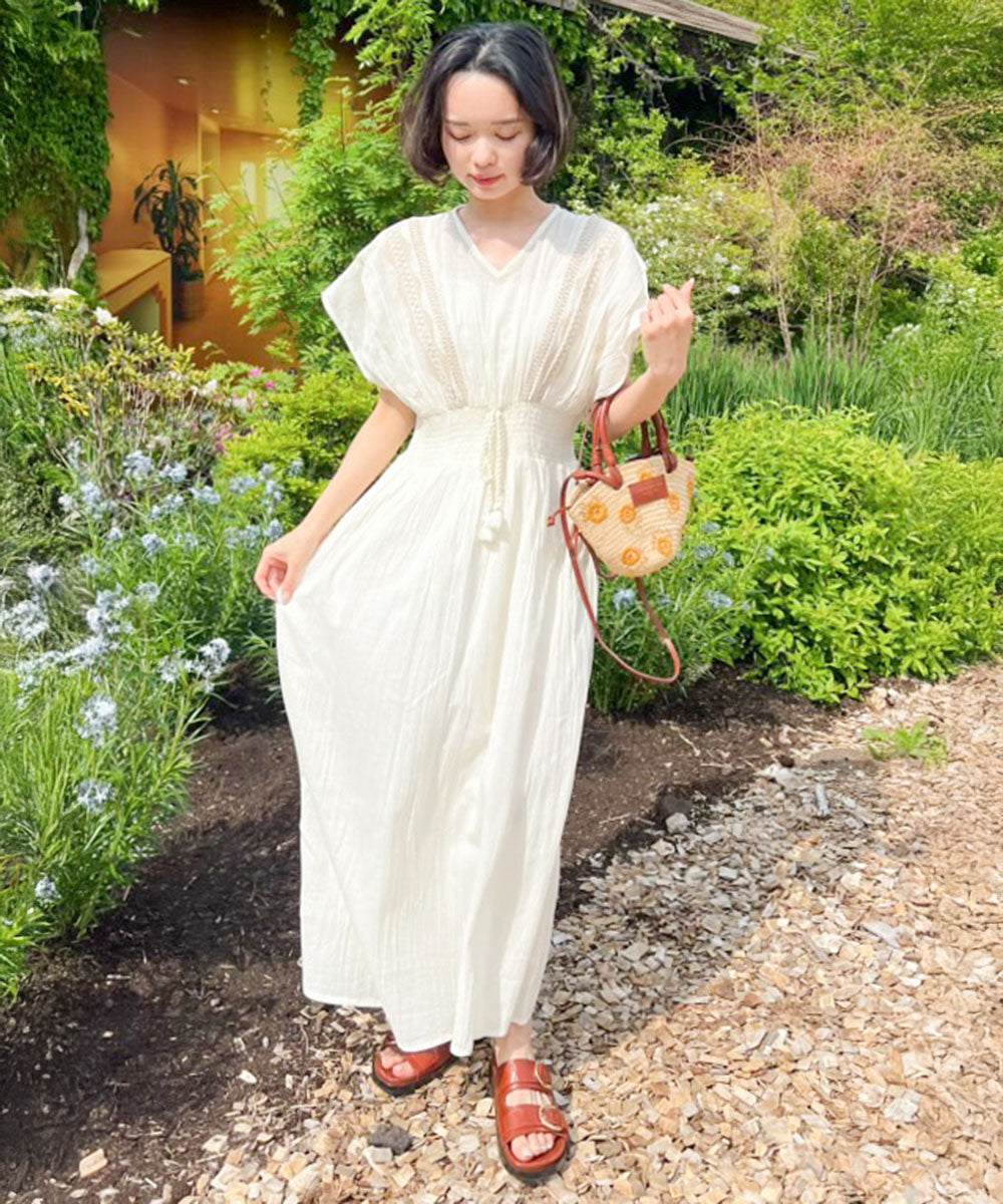 S・Mサイズ展開】フロント刺繍ウエストシャーリングワンピース