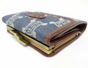 CELINE セリーヌ マカダム柄 デニム 二つ折りがま口財布 インディゴ
