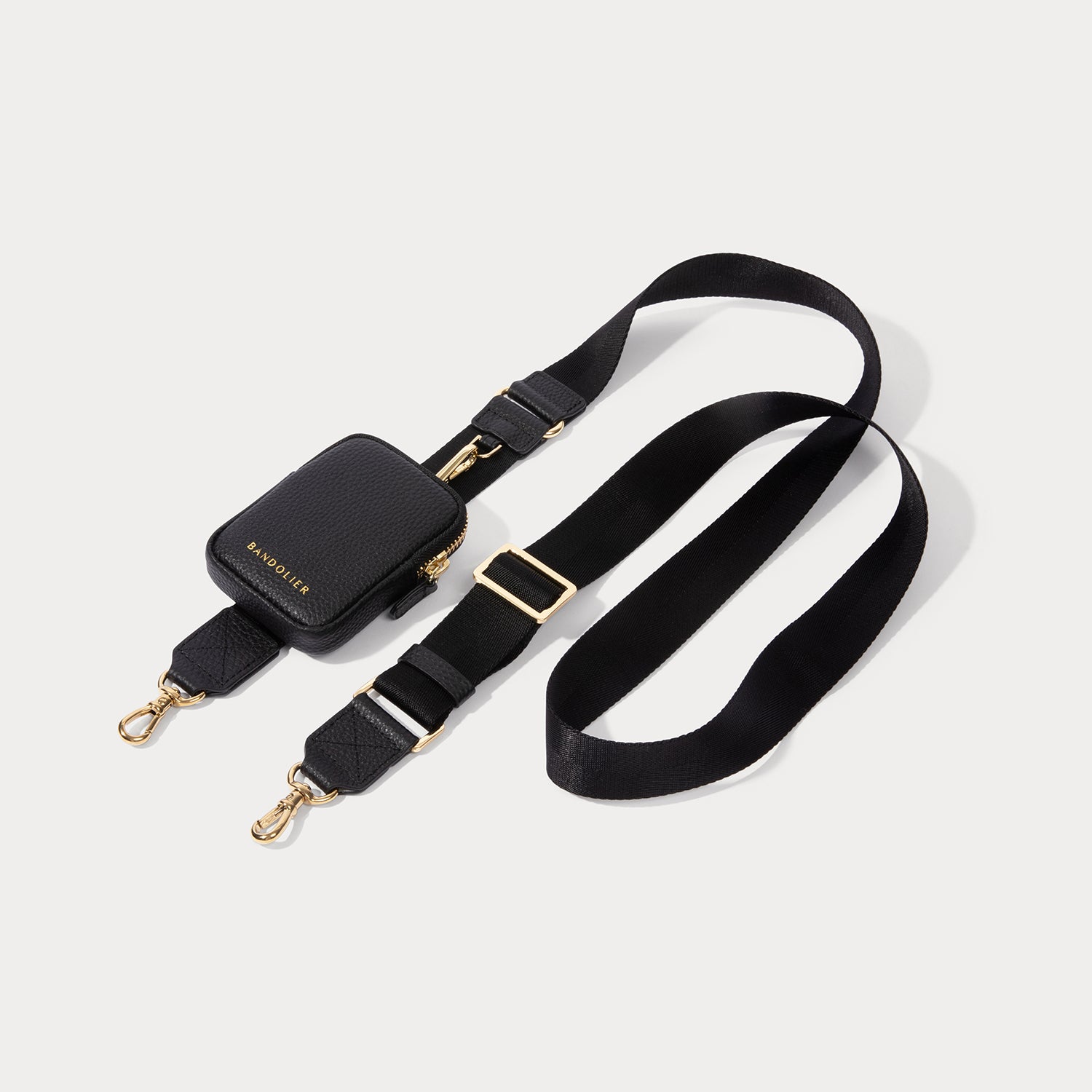 Bodie Crossbody Strap Only with Mini Zip Pouch - Black/Gold