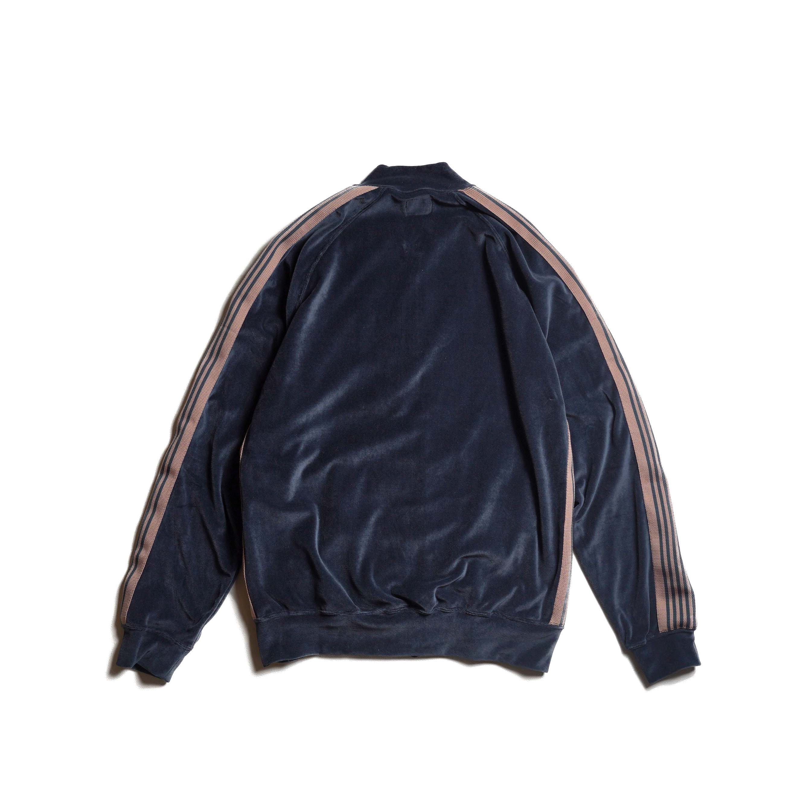 Needles / Rib Collar Track Jacket - C/PE Velour (Steel Blue)