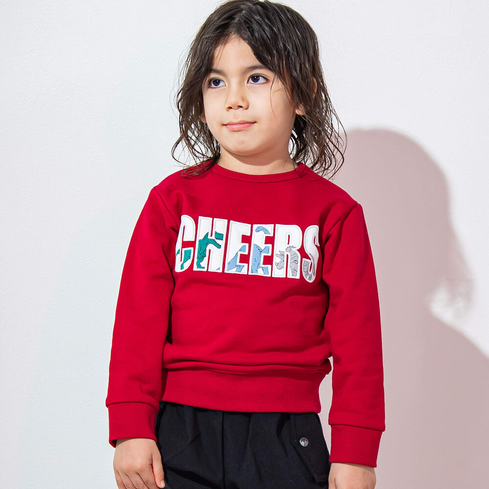 恐竜ロゴ裏起毛トレーナー(100～160cm)(100cm ボルドー): トップス