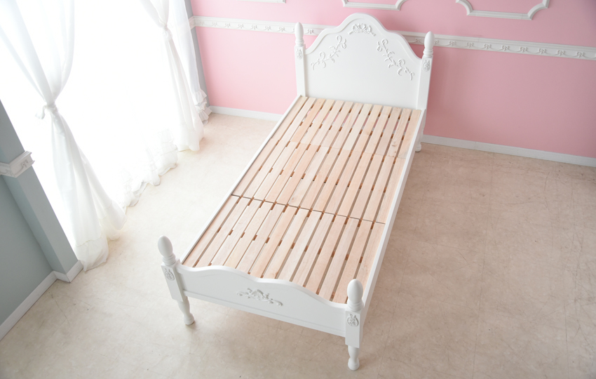 スノーホワイト プリンセス シングルベッド ホワイト 幅103.5cm