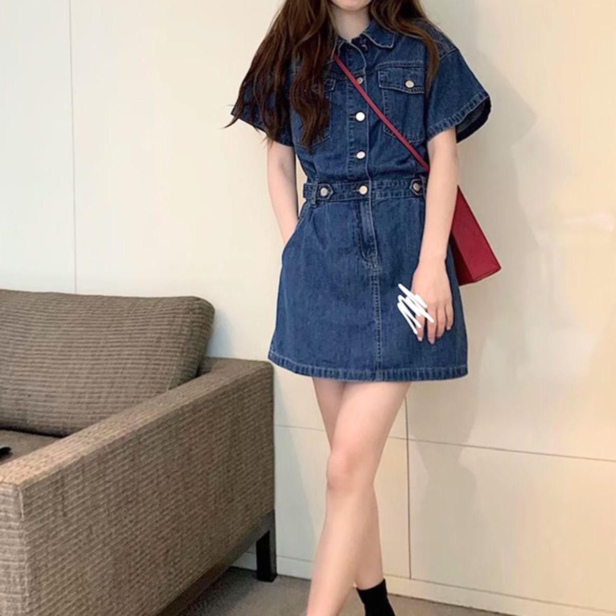 Dress/半袖デニムツイルミニワンピース ST/No.27902 – Belle Ćie