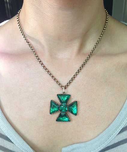 Georgian Emerald Paste Maltese Cross – Bell and Bird
