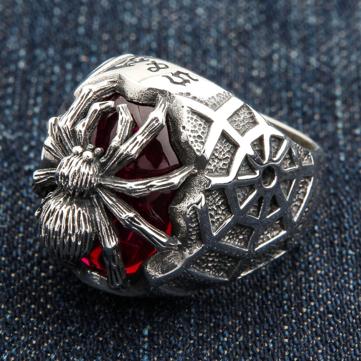 レッドストーン スパイダーリング｜ヘビー スターリングシルバー