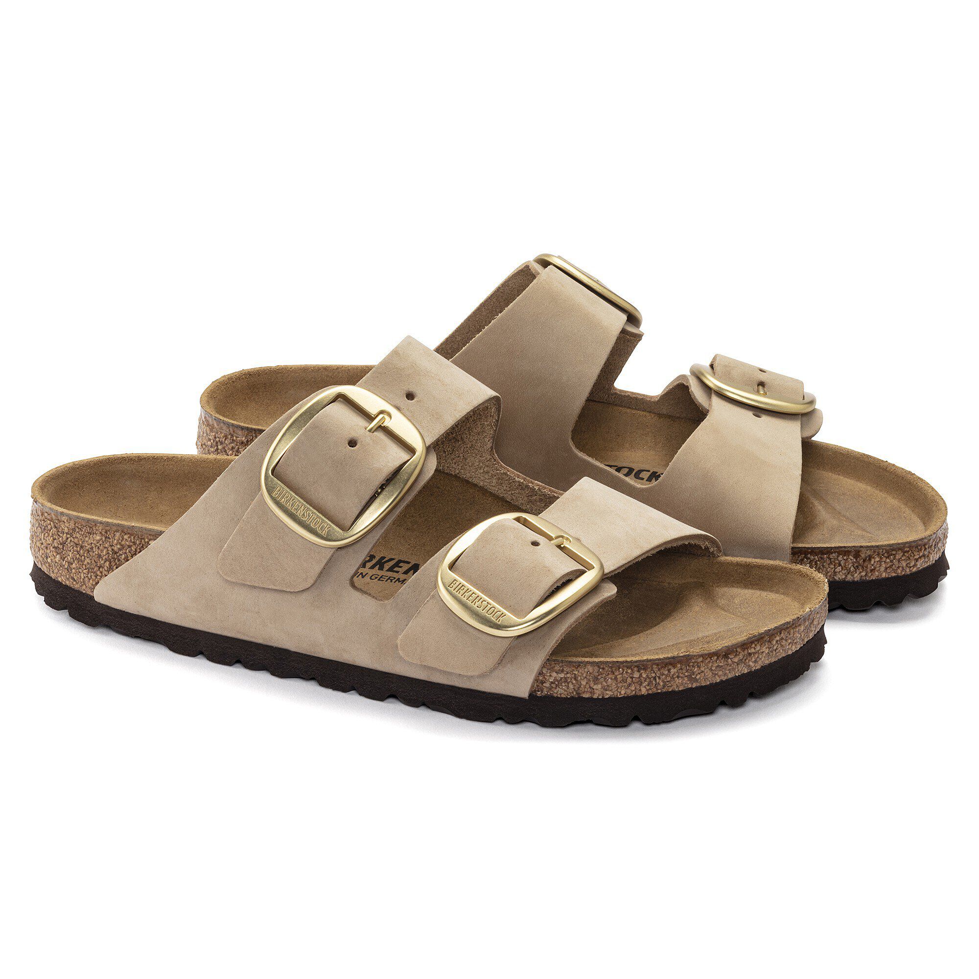 Arizona Big Buckle Nubuck Leather in Color Sandcastle | BIRKENSTOCK US