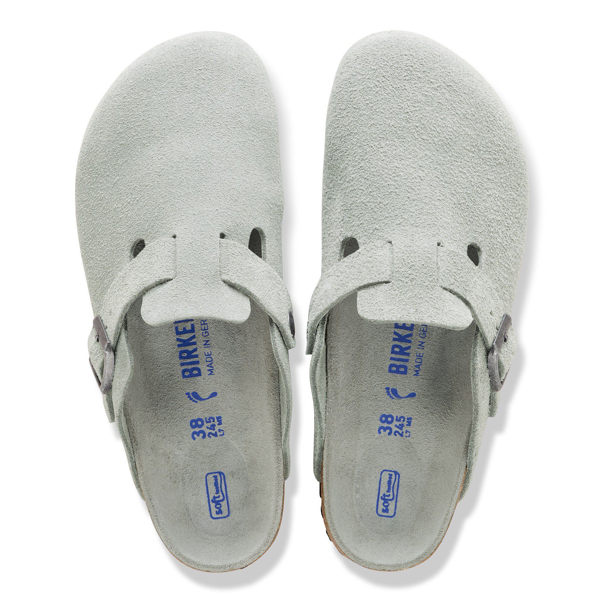 Boston Soft Footbed Suede Leather in Color Pure Sage | BIRKENSTOCK US